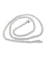 18K White Gold Tennis Necklace 5.65ctw Round Diamonds 