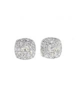 Yellow-Tone Sterling Silver Round Cluster Earring Stud 0.5ctw Diamonds