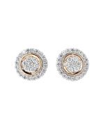 Diamond Earrings For Women Rose Gold-Tone Round Cluster