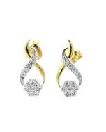 Womens Earrings With Diamond Yellow Gold Drop Earrings 1/4ctw Flower Set Round Diamonds Infinity Desing