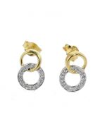 Diamond Earrings for Women Linked Circle Design Drop Earrings 11mm 0.12ctw Yellow Gold-Tone Silver