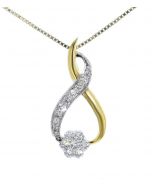 Midwest Jewellery Diamond Pendant for Womens 0.38ctw Round Cluster Infinity Design Ladies Yellow Gold-Tone Silver 23mm