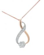 Midwest Jewellery Diamond Pendant for Womens 0.38ctw Round Cluster Infinity Design Ladies Rose Gold-Tone Silver 23mm