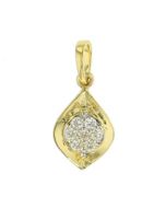 Diamond Pendant for Womens Round Cluster Yellow Leaf Design