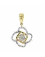 Diamond Pendant for Women Flower Style 4 Patel Design Yellow Gold-Tone Silver