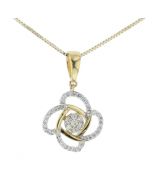 Midwest Jewellery Diamond Pendant for Women Flower Style 0.30ctw Round Diamonds 4 Patel Design Yellow Gold-Tone Silver