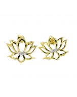 Maple Clover Leaf Earrings Womnes Diamond Stud Earrings Yellow Gold-Tone Silver Push Back 1/10ctw