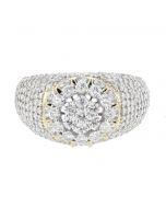 Diamond Ring for Men 10K Gold Round Shaped Cluster 2.75ctw Diamond Big 13mm Wide Domed
