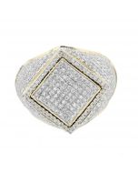 10K Yellow Gold Diamond Kite Shape Mens ring 1.70ctw 21mm wide ring 