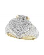 10K Yellow Gold Pinky Ring for Men with Spades Shape 1.32ctw Round Shape Diamond 