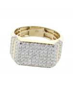 10K Gold Diamond Ring for Mens 1.32ctw Rectangle shaped pave fancy ring 