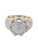 Diamond Ring for Men 10K Gold 1.60ctw Diamonds Fashion Pinky Ring 15mm Wide