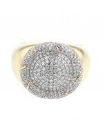 10K Yellow Gold Wide Pinky Ring For Men 18mm With 1.00ctw Round Cut Diamond
