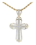 10K Yellow Gold Large Cross by Midwest Jewelry With 1.5ctw Round Cut Diamonds