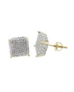 0.47ct Diamond Stud Earrings 10K Yellow gold Princess Cut Style With Round Diamonds Screw Back
