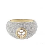 14K Yellow Gold Diamond semi mount ring setting for Mens 1.83 ctw