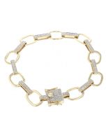14K Yellow Gold Diamond Interlocking Bracelet with 1.28ctw Round Diamonds