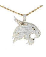 14K Gold Lion Pendant 3.55ctw Diamonds Round Cut Mens Custom Made Lion Pendant With Diamond