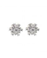 14K Gold Diamond Earrings for Men or Women 2.5ctw Large Sun Burst Snow Flake Design