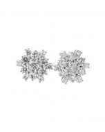 14K Gold Diamond Earrings for Men or Women 2.00ctw Large Sun Burst Snow Flake Design 