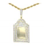 14K Yellow Gold Diamond Picture Frame Tomb Stone Charm Pendant With 1.46ctw