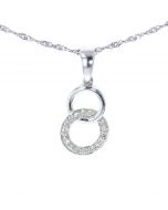 10K White Gold Interlocking Charm Pendant for Her With 0.24ctw Diamonds