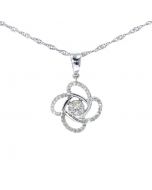 10K White Gold Diamond Flower Charm Pendant with 0.32ctw Diamonds