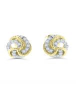 14K Gold Diamond Earrings for Women Knot Earrings Screw on Back 1/5ctw Diamond 7mm Round Studs
