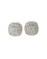 10K Yellow Gold Earrings Beautiful Diamond Earring With Square Cluster With 0.51ctw Round Diamonds