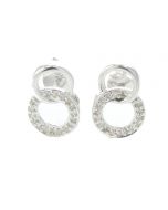 Diamond Earrings for Women Linked Circle Design Drop Earrings 11mm 0.14ctw 925 Sterling Silver