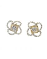 10K Yellow Gold Rose Patel Flower Design Diamond Earring With 0.33ctw Round Diamonds