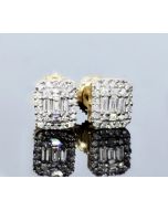14K Yellow Gold and Diamonds Earrings Beautiful Earrings With Baguette and Round Diamonds 0.4ctw