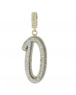 10k Yellow Gold Initial Letter Pendants"O" with 2.2 Ctw Length 52mm and Width 19mm