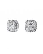 14K White Gold  0.25ct diamond Stud Earrings Cushion Shaped Princess Cut Solitair Screw Back Diamond Earrings