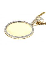 10K Gold Picture Frame Memory Pendant with Diamonds Mens or Womens 3/4ctw 2 Inch