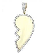 10K Gold Diamond Pendant Mens or Womens Broken Heart Picture Frame Charm 