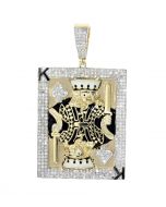 10K Gold King of Spade Pendant Poker Pendant 2.33ctw Diamonds Custom Made 2.5 Inch Tall