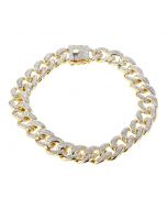 10K Gold Miami Bracelet with Diamonds Mens Gold Bracelet 42gms 2.00ctw Diamond 11mm Wide 9 Inch 