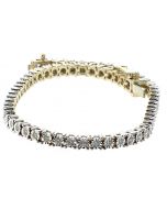 10k Yellow Gold Illusion Tennis 5mm Bracelet With Box Clasp 1.29CTW Diamonds