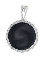 Sterling Silver Diamond Picture Frame Pendant 3/4ctw Round Memory Pendant Mens or Womens Charm