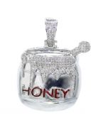 Womens Diamond Pendant Honey Pot Sterling Silver with Diamonds 0.95ctw 38mm