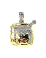Womens Diamond Pendant Honey Pot with Diamonds 0.95ctw 38mm Yellow Gold-Tone Silver