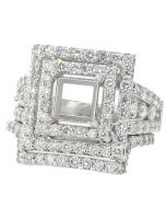 14k White Gold Semi Mount Bridal Wedding Ring Setting With 2.00Ctw Diamonds
