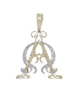 Alpha Omega Diamond Pendant Mens Custm Charm 10K Gold 1.3ctw Diamond 2 Inch 