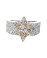 10K White Gold Six Point Star Ring Star David Ring 2.25ctw Diamonds 19mm Wide