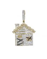 10K Gold Diamond Pendant for Men Trap House Custom 1.45ctw 1.75" Tall