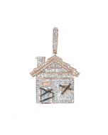 Midwest Jewellery 10K Rose Gold Diamond Pendant for Men Trap House Custom 1.45ctw 1.75" Tall
