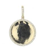 10K yellow Gold Small Rounded Memory Picture Pendant With 0.71Ctw Diamonds 1.5" Tall 1" Wide