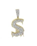10k Yellow Gold Diamond Pendant Initial Pendant Letter S Pendant Alphabet S,  0.70ctw, 3.6g 30mm tall Mens Pendant 