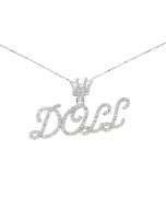 10K White Gold Custom Doll Pendant With 1.63CTW Diamonds  